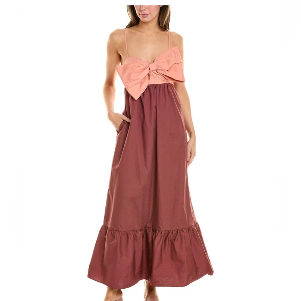 Hutch Peach and Rust Midi Dress